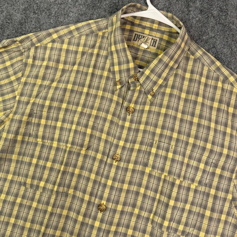 Duluth Trading Shirt Mens XL Plaid Short Sleeve Fishing Hiking Outdoor Nylon